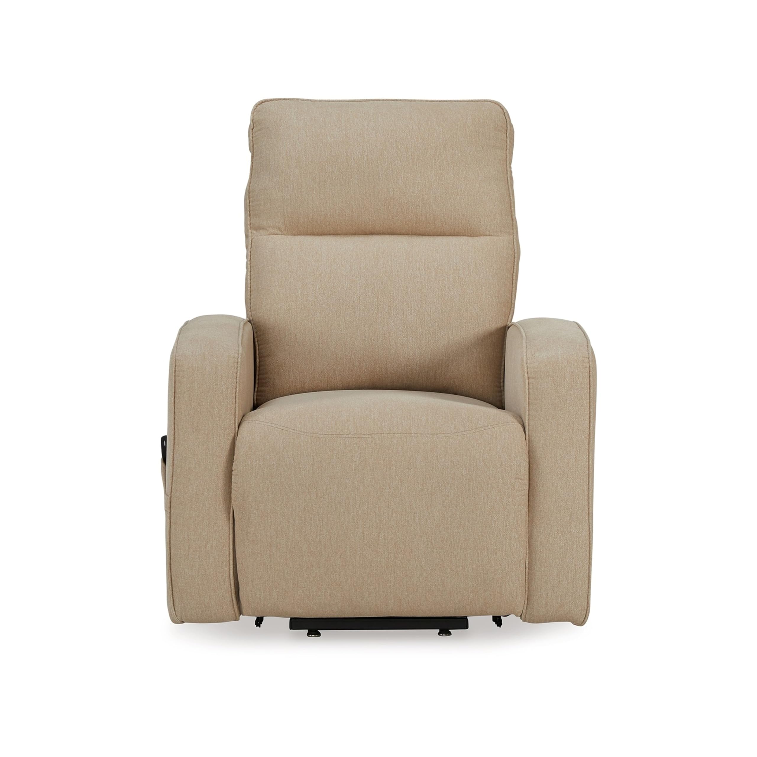 Benjara Lawson Power Lift Recliner Chair, Taupe Polyester, Soft Foam Cushioned