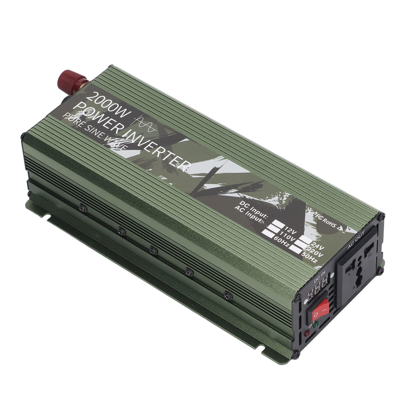 Przetwornik Samochodowy Czysta Fala Sinusoidalna Przetwornica Samochodowa 12 V na 220 V Szczytowa Moc 2000 W Stop Aluminium z USB 5 2 A Ochrona Wentylatora Chłodzącego Do Podróży Samochodem Do