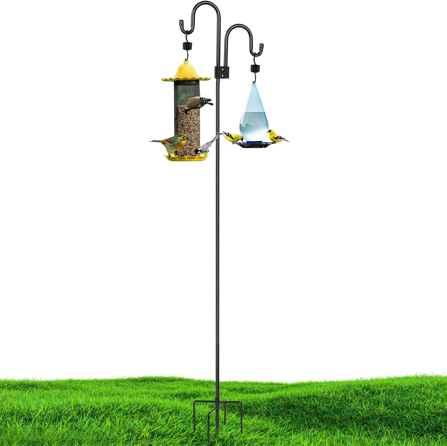 Shepherds Hooks for Outdoor,92 Inch Bird Feeder Pole, Heavy Duty Shepherds Hook for Bird Feeders for Outside Shepard Hook Stick Tall Hummingbird Feeder Stand Bird Feeder Hanger Hanging Plants 1 Pack