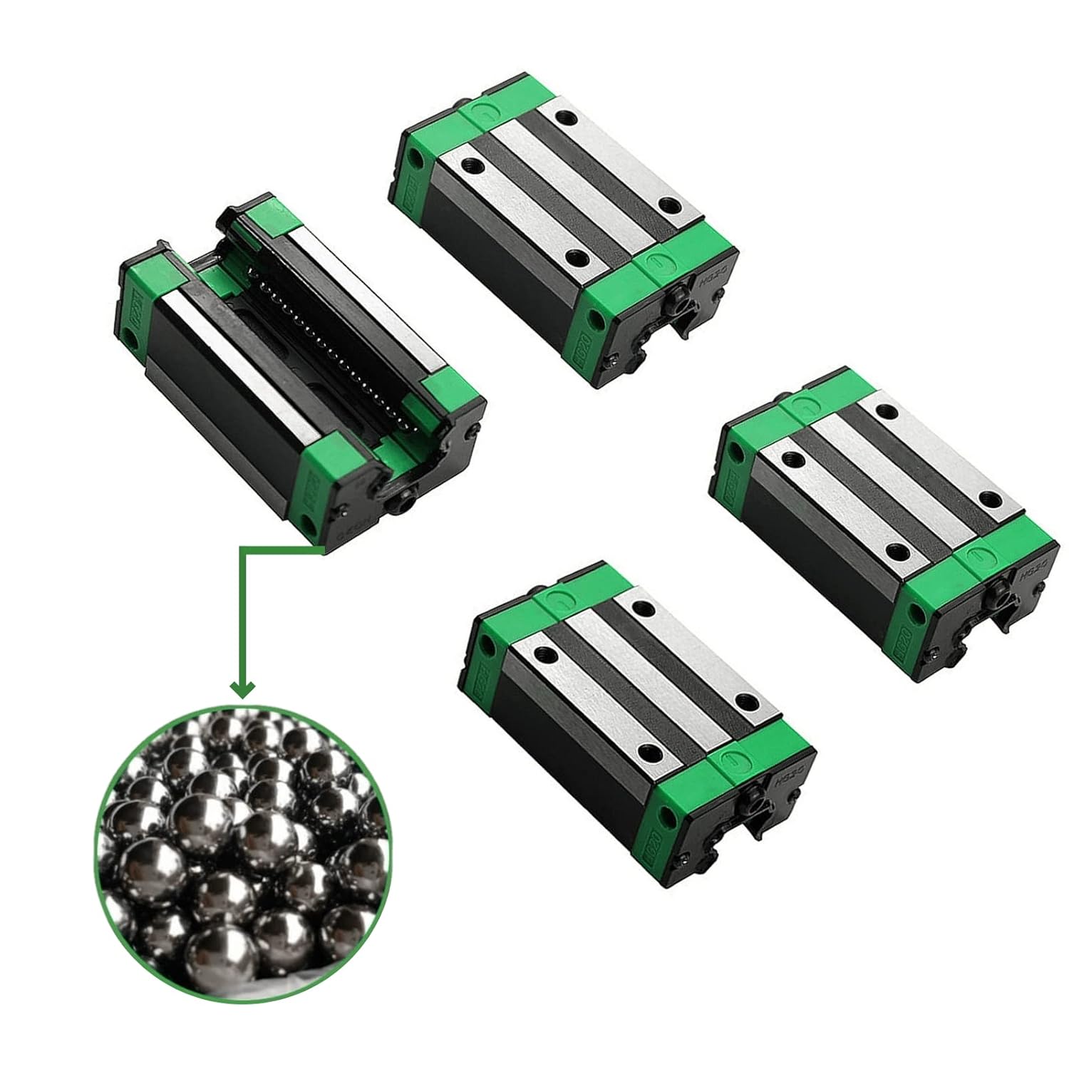 2Pcs Linear Rail HGR20-700mm + 4Pcs HGH20CA Square Type Carriage Bearing Block, Linear Slide Rail Guide Rail Length 27.6inch for DIY CNC Routers Lathes Mills