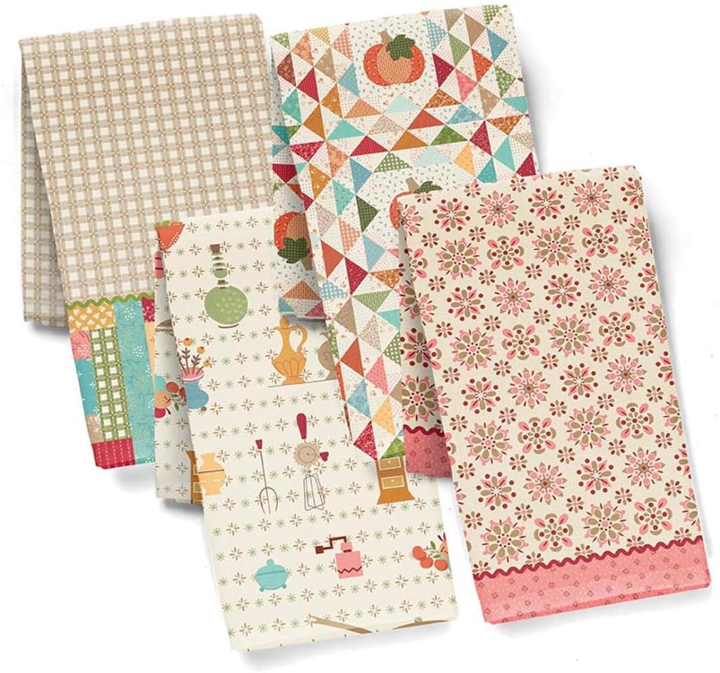Riley Blake Baked with Love Dish Towel Panel by Lori Holt of Bee in My Bonnet | 36" x 54" Canvas Fabric Panel | Makes 4 Thanksgiving & Fall Kitchen Towels | Autumn Quilting & Home Décor (Towels #2)