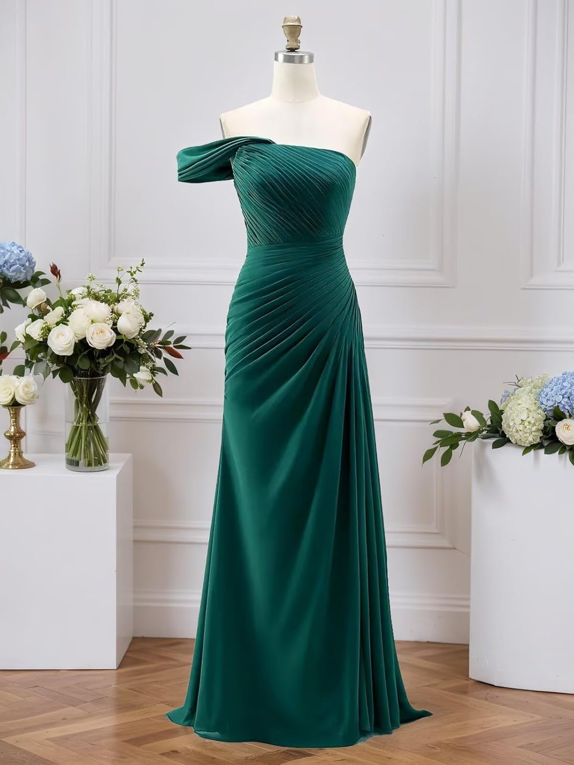One Shoulder Pleated Bridesmaid Dresses for Women Chiffon Mermaid Formal Evening Party Gown Prom Dress 2026 - Image 3