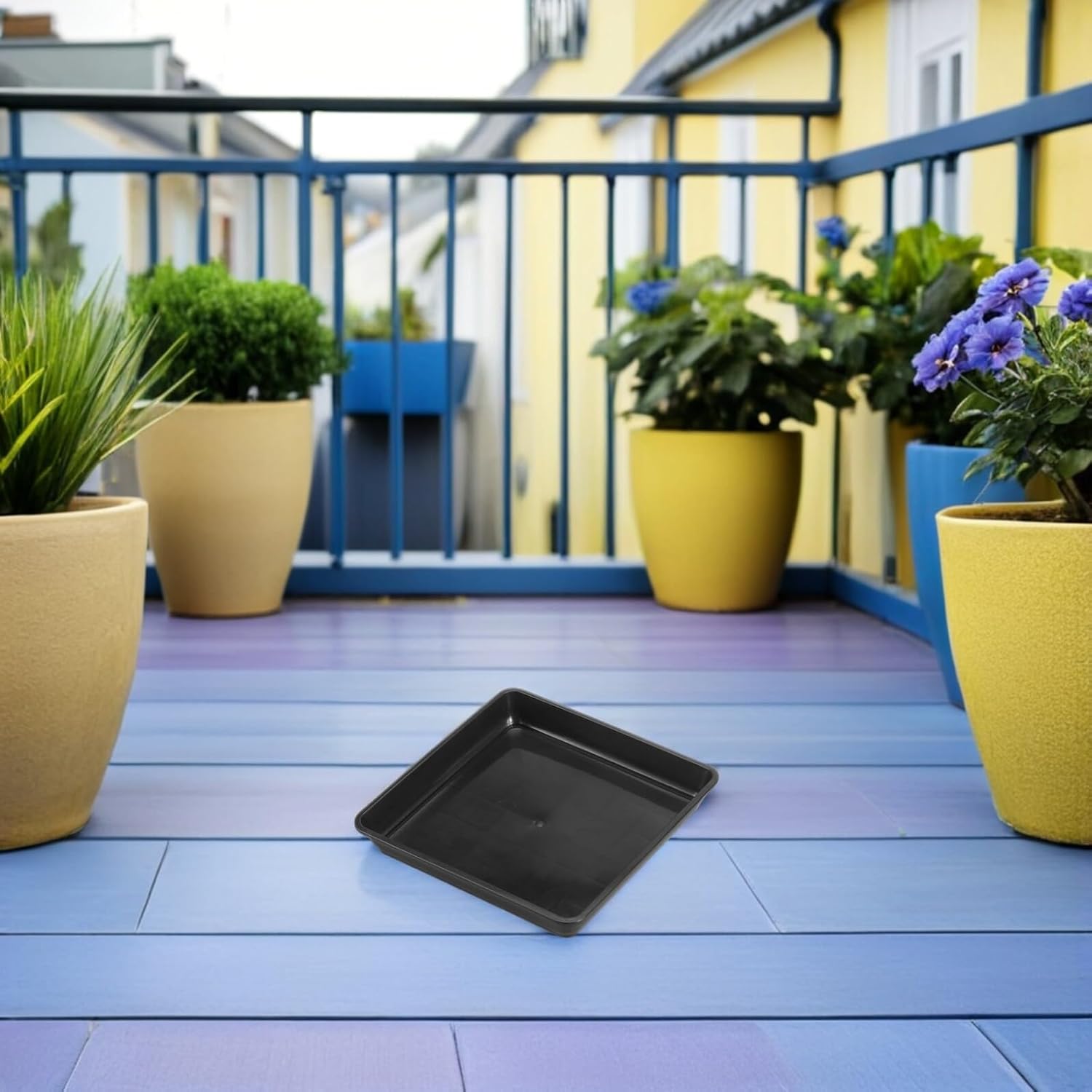 YARNOW 20pcs Plastic Square Plant Drip Trays Saucers for Potted Plants 18cm Garden Planter Water Drainage Tray Base for Indoor Outdoor Use