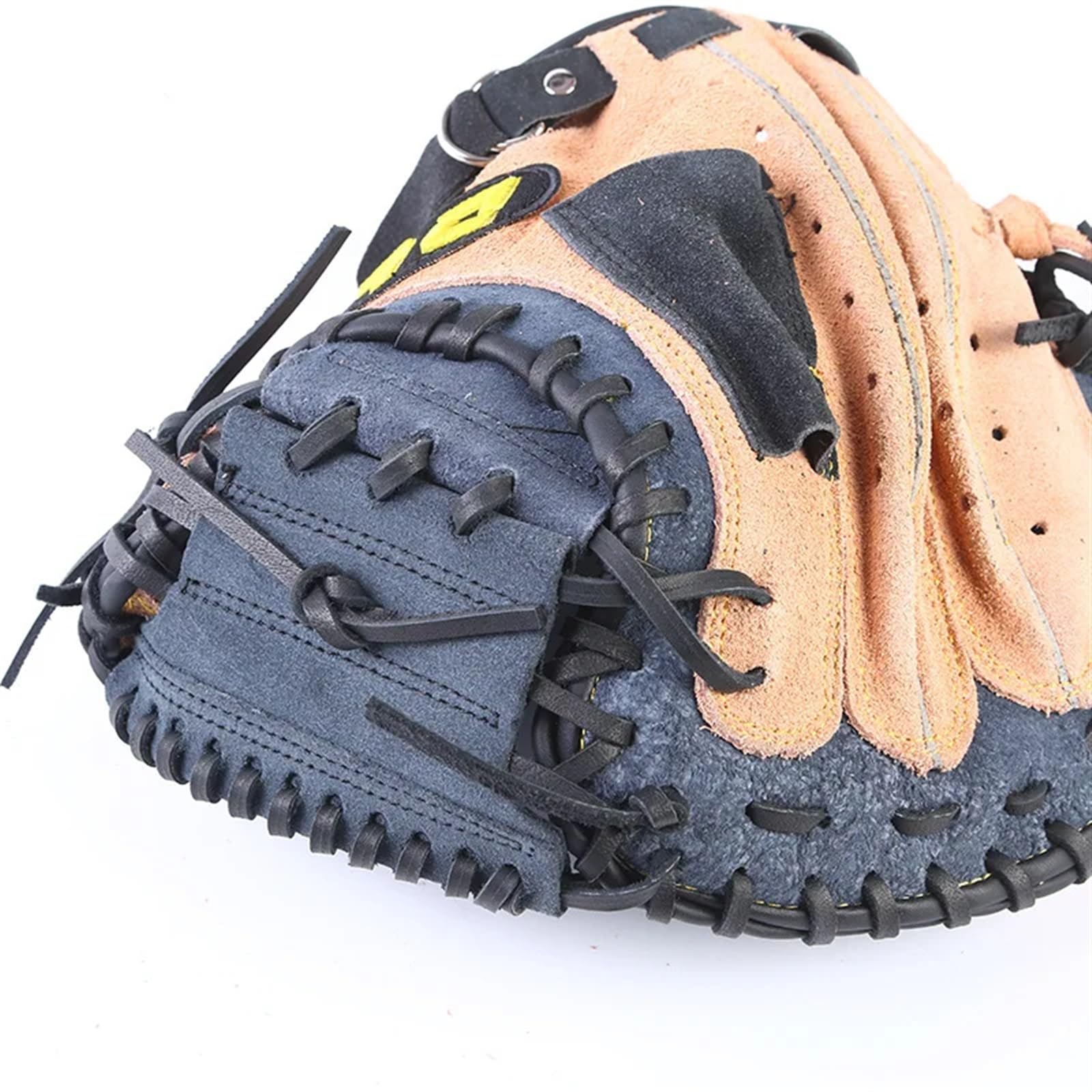 Guante de béisbol Deportes al Aire Libre Brown Black Cuero Béisbol Catcher Guante Softbol Práctica Equipo Tamaño 12.5 Mano Izquierda for Entrenamiento Adulto