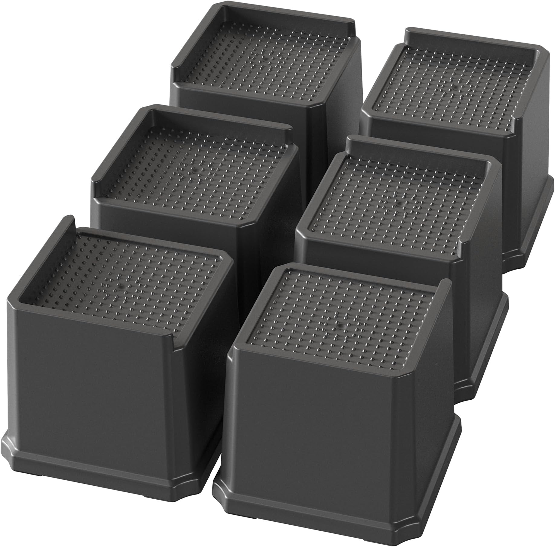 Bed Risers 4 Inch Heavy Duty 6 Pack Oversized Bed Furniture Elevators 1,500 lbs Lifts Up Riser for Sofa and Table