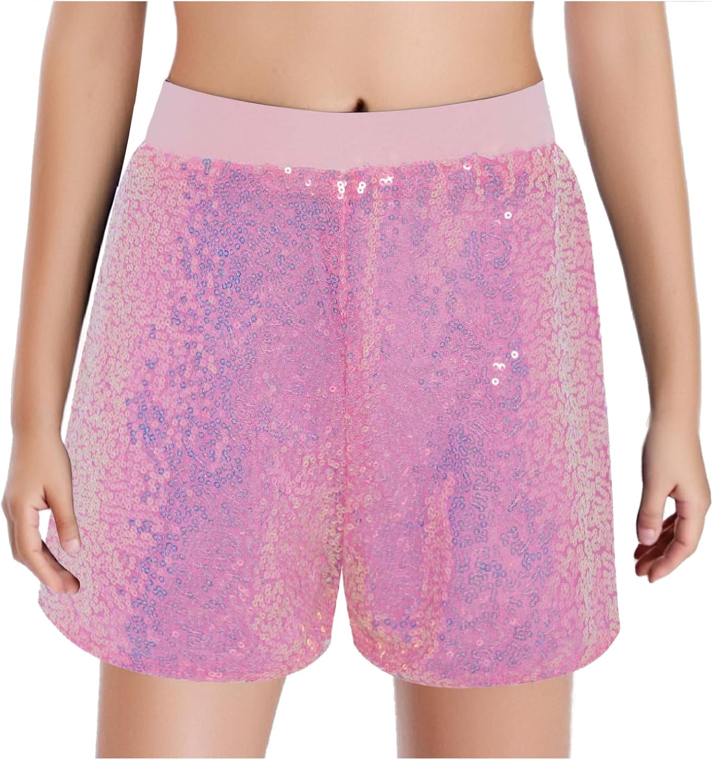 Hularka Kids Girls Sequin Gymnastics Shorts Sparkle Tumbling Jazz Ballet Dance Athletic Shorts Hot Pants Dancewear