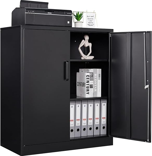 RAVIGIN Lockable Metal Storage Cabinet with Adjustable Shelves