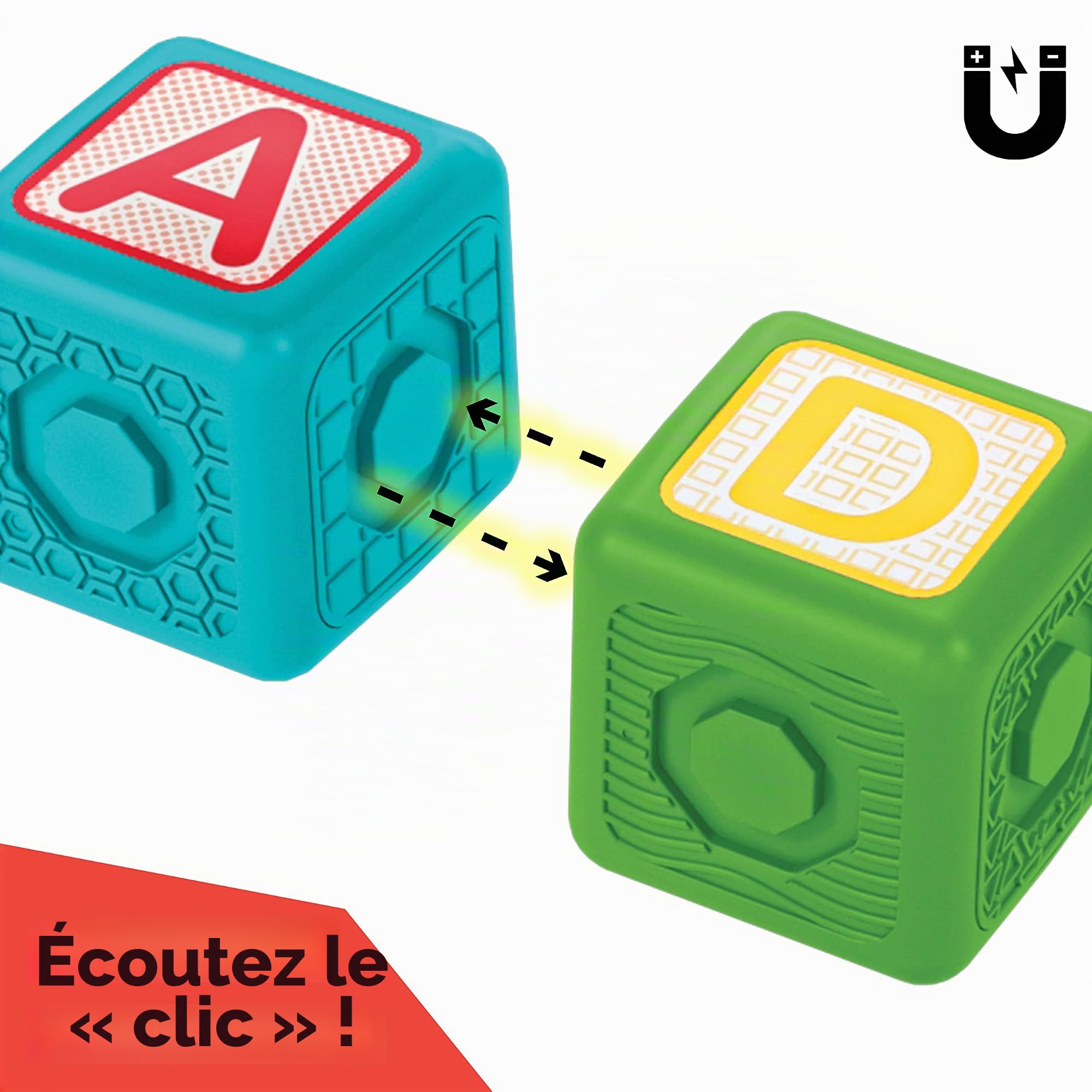 Baby Einstein Cubes magnétiques Connectables Connect & Create de 24 pièces, Enfants de 6 Mois et Plus