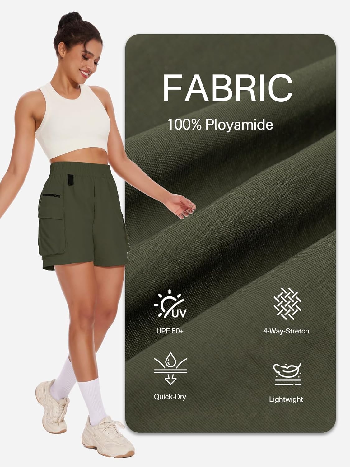 VUTRU Women's Hiking Cargo Shorts 6.7" Quick Dry Athletic Shorts Lightweight Outdoor Running Shorts with Pockets - Image 4