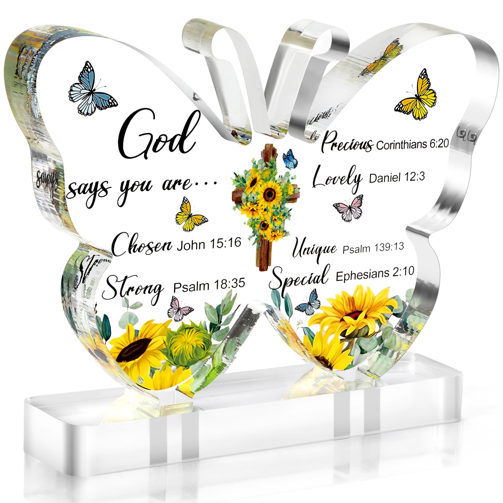 ZEEYUAN Christian Gift for Women, Inspirational Gifts for Women, Religious Gifts Scripture Christian Gifts for Women Men Friends, Acrylic Plaque with Bible Verse and Prayers Gifts for Women