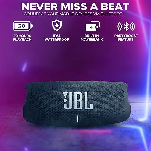 Miniatura 2 de JBL Charge 5 - Altavoz Bluetooth portátil con carcasa rígida Megen con funda de viaje IP67 impermeable y carga USB azul