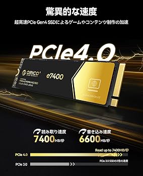 Amazon | ORICO E7400 2TB 内蔵SSD - PCIe Gen4x4 M.2 NVMe 2280