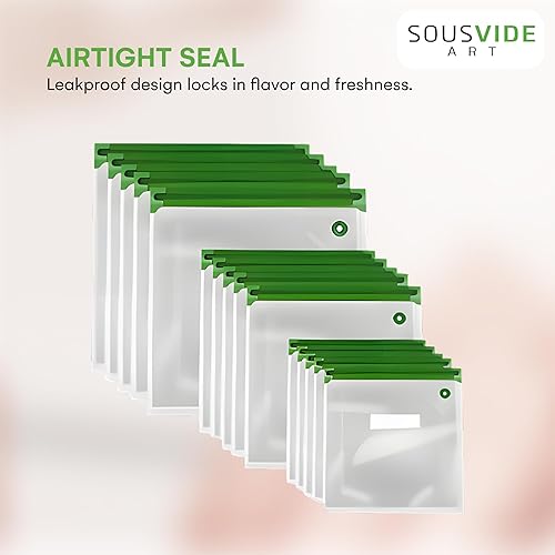 Miniatura 6 de SOUSVIDE ART - 37 bolsas de sellado al vacío reutilizables con sellador al vacío, 30 bolsas de cocina y almacenamiento de alimentos de 3 tamaños con