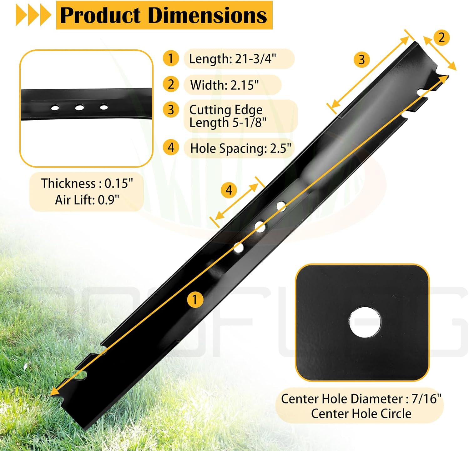 2 Pack 131-4547-03 Toro Blade with Hardware Replaces 131-4547-03, 108-9764, 108-9764-02P, 104-8697-03, 131-4546-03 Gator Mulching Blades for Toro 22 inch Recycler Lawn Mower Blade