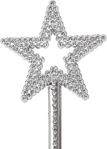 Miniatura 6 de Liatunou Paquete de 2 varitas de estrella plateadas, varitas de corona, varitas de hadas de princesa, palos mágicos para niñas, cumpleaños, fiesta,
