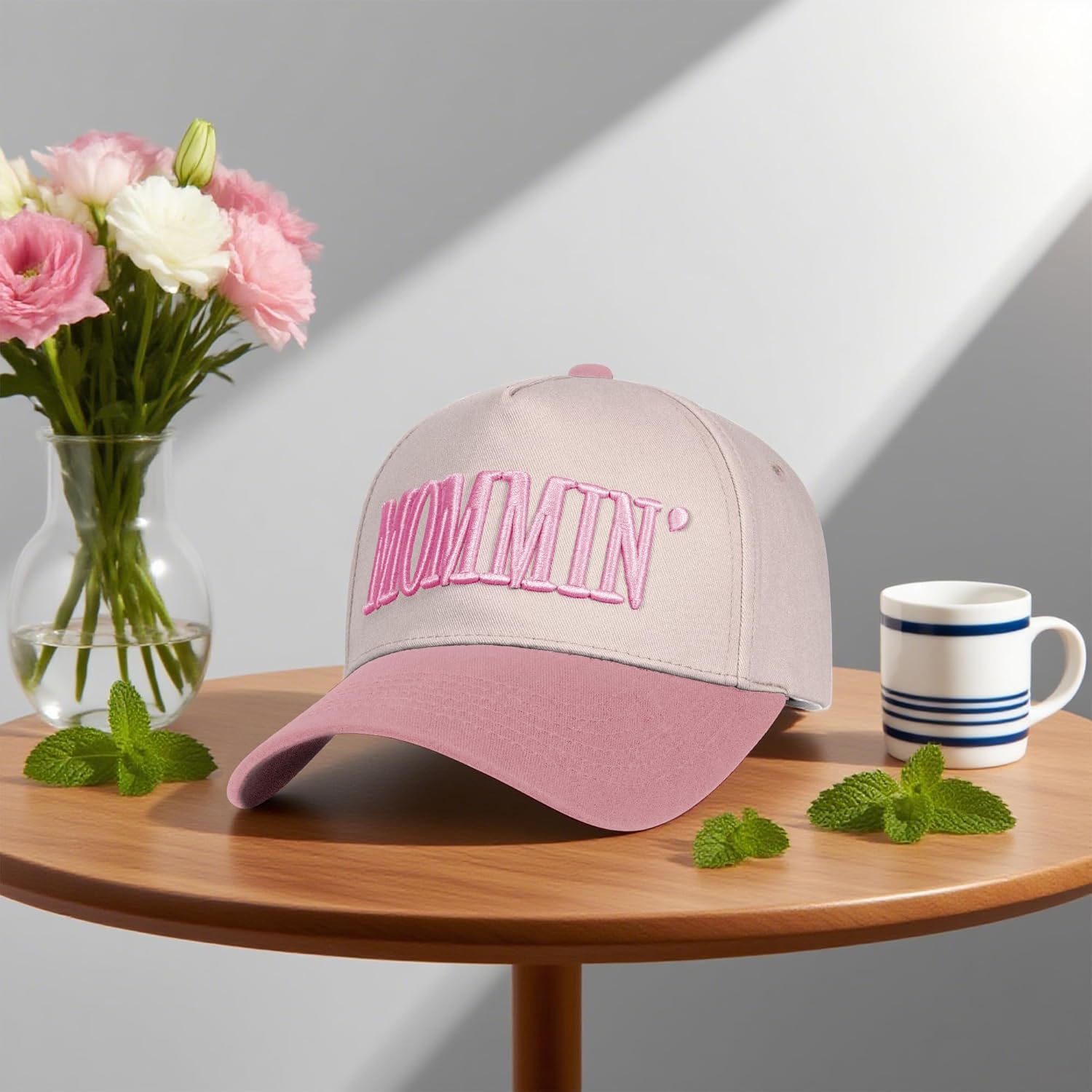 Mommin Trucker Hat for Women，Vintage Embroidered Baseball Cap，Mom Essentials Funny Gifts for Mothers Day - Image 4