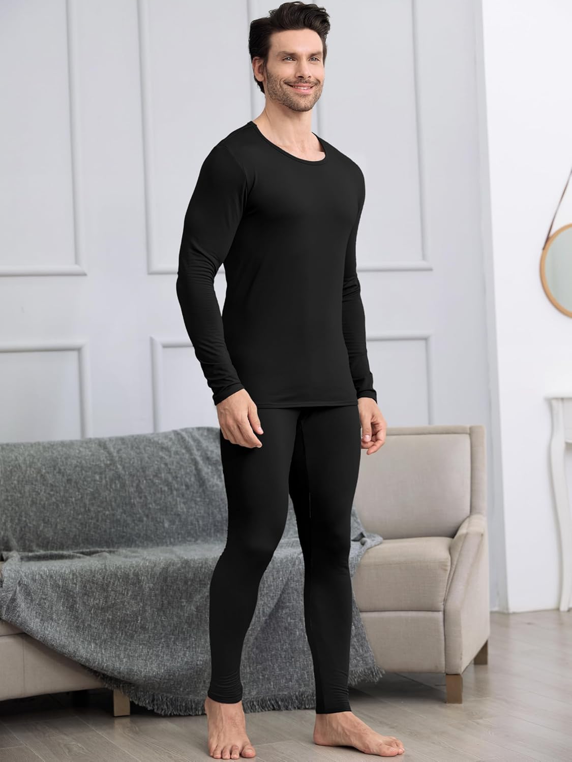 URATOT 3 Sets Men's Thermal Underwear Set Fleece Lined Long Johns Thermal Underwear Base Layer Set for Men Cold Winter - Image 3
