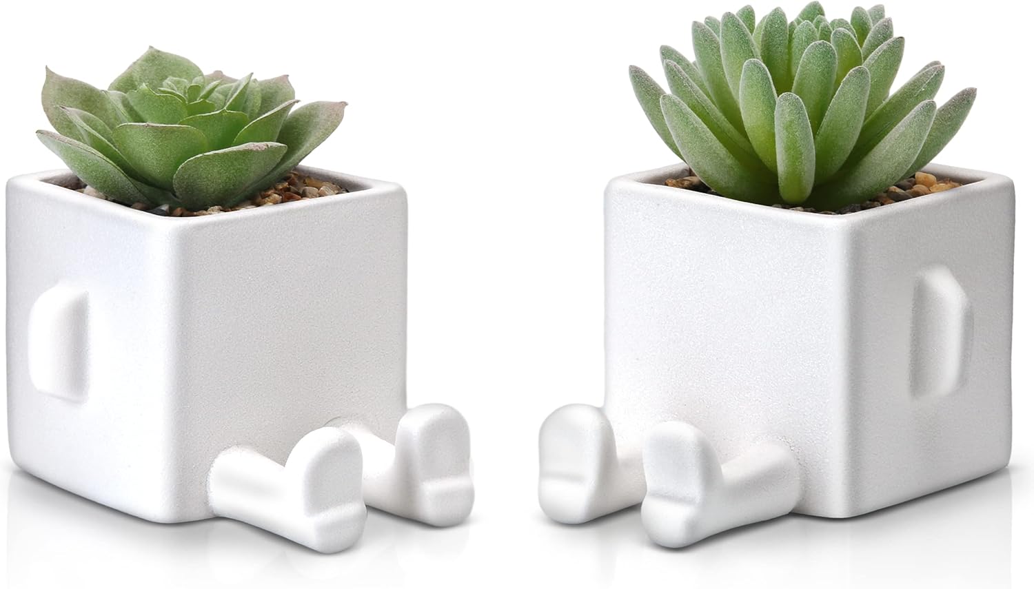 WOODWORD Desk Plant Fake Succulents in White Modern Human