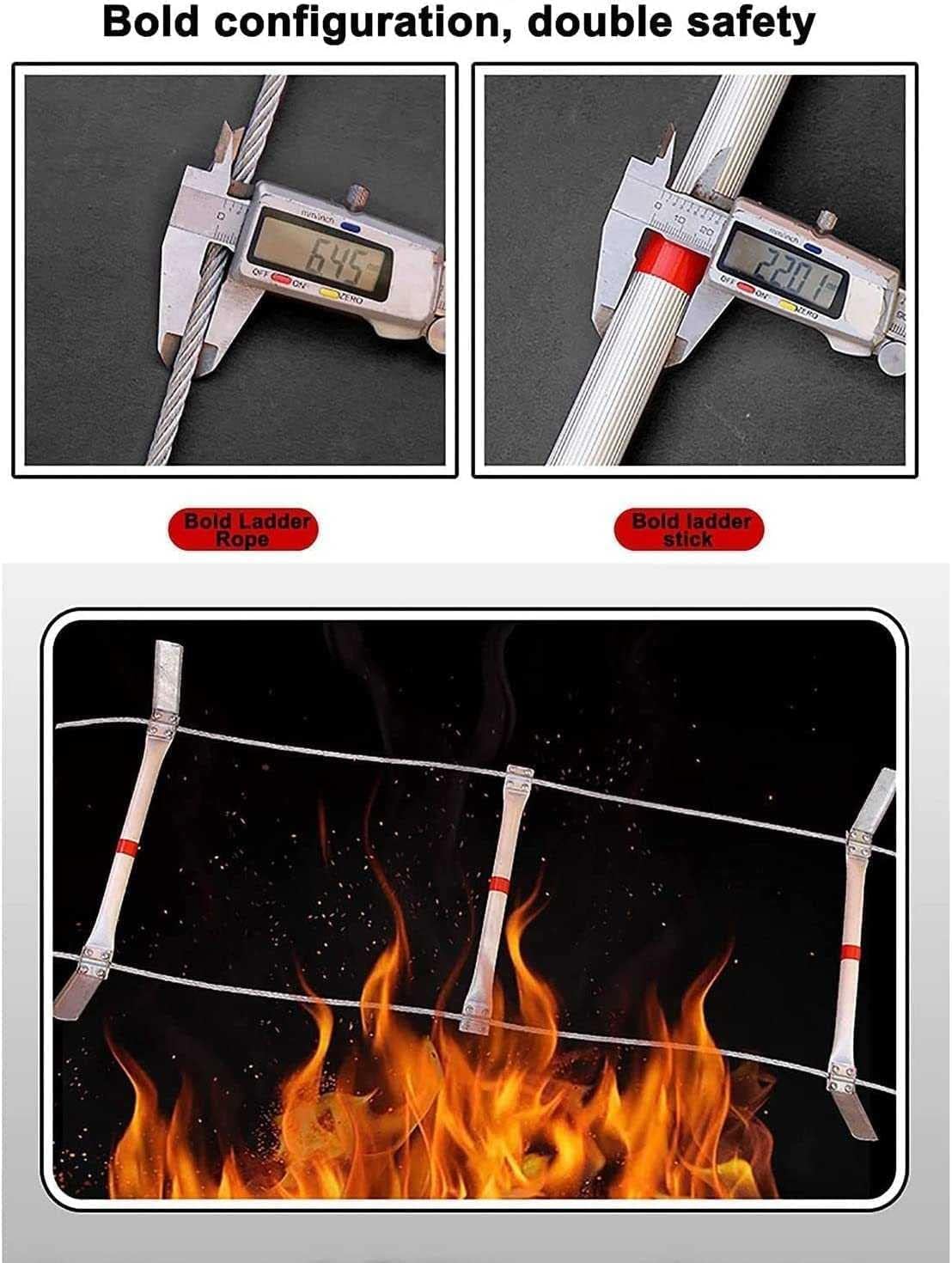 Escalera De Cuerda De Emergencia Multifuncional De Aleación De Aluminio, Escalera De Incendio Portátil Reutilizable Para Exteriores, Escalera De Cuerda De Alambre Resistente A Las Llama(Size:10m/32ft)
