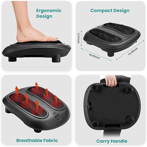 Vista 9 de Nekteck - Masajeador de pies, máquina de masaje mediante calor generado por electricidad, para fascitis plantar, función de calor infrarrojo Negro