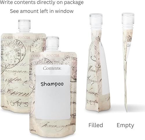 Miniatura 2 de BORSALI Botellas de viaje para artículos de tocador con bolsa de aseo de tamaño cuarto de galón aprobada por la TSA, reutilizable, 3 onzas, peso