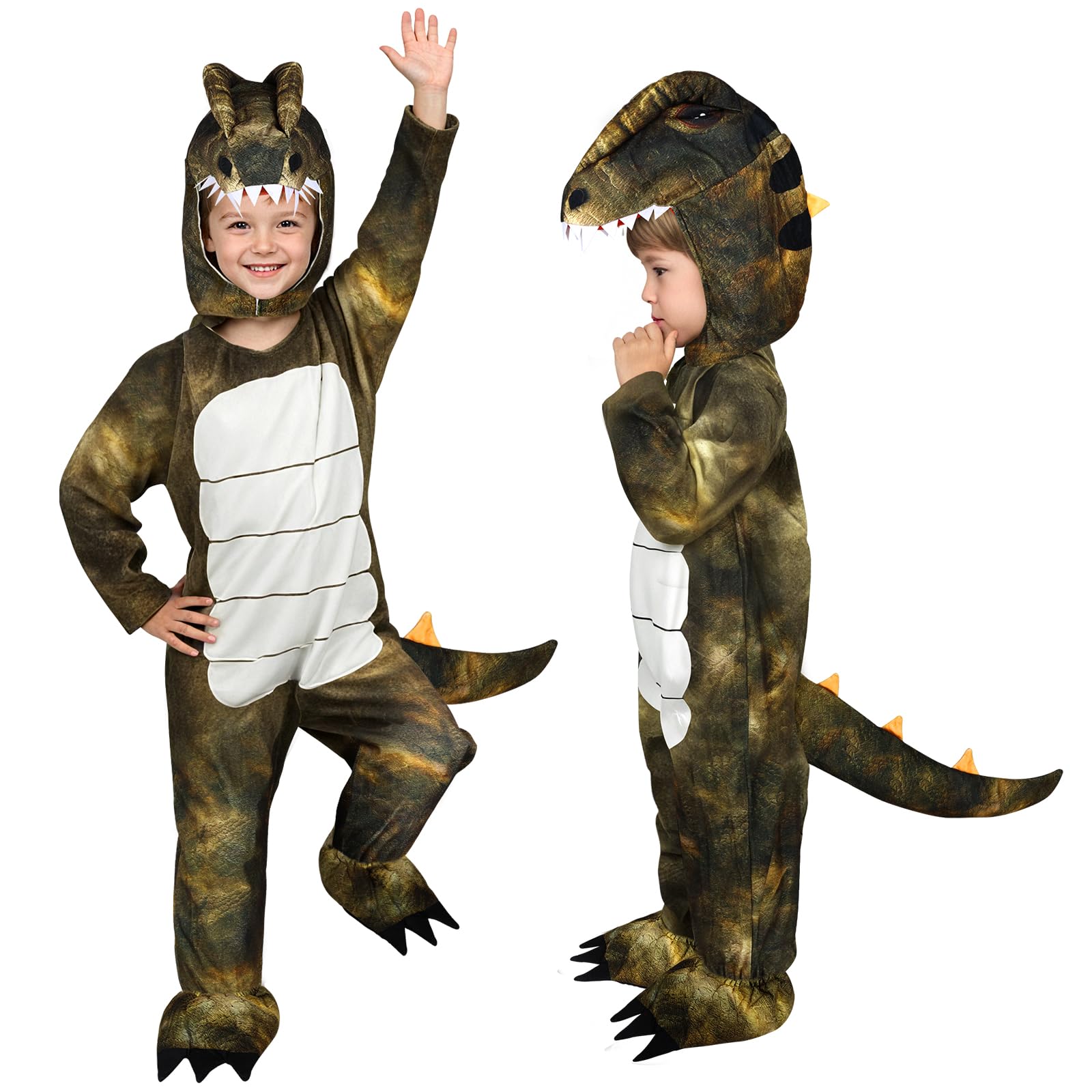 AYBUY Kids Dinosaur Costume, Tyrannosaurus Rex Costume Kids Animal Fancy Dress Outfit for Halloween World Book Day Carnival,100