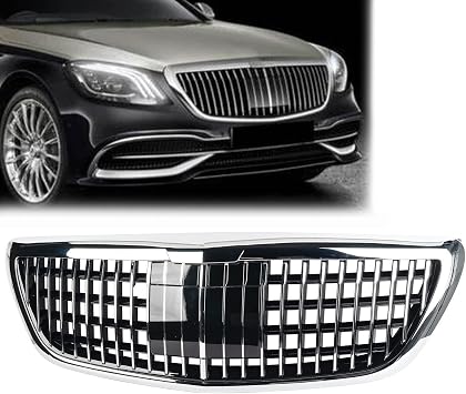 Front Bumper Grille Maybach Style Chrome Fit for Mercedes-Benz W222 S-CLASS S550 S560 S600 S63 S65 AMG 2014-2020 W/Camera Hole W/O ACC