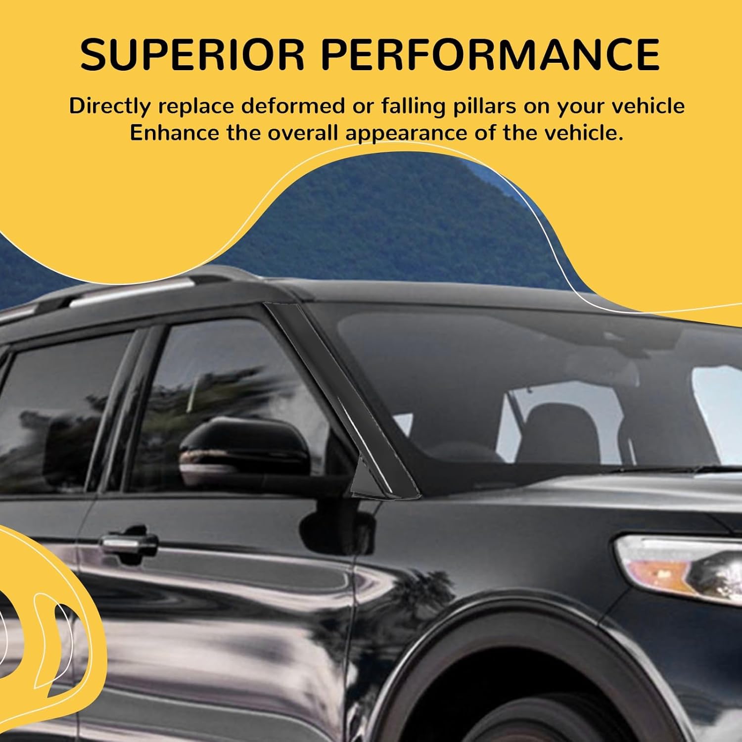 KUAFU Windshield A Pillar Trim Compatible with 1999-2004 Land Rover Discovery 2 Replacement for DCB500060PMA DCB500070PMA Painted Black Left & Right Side