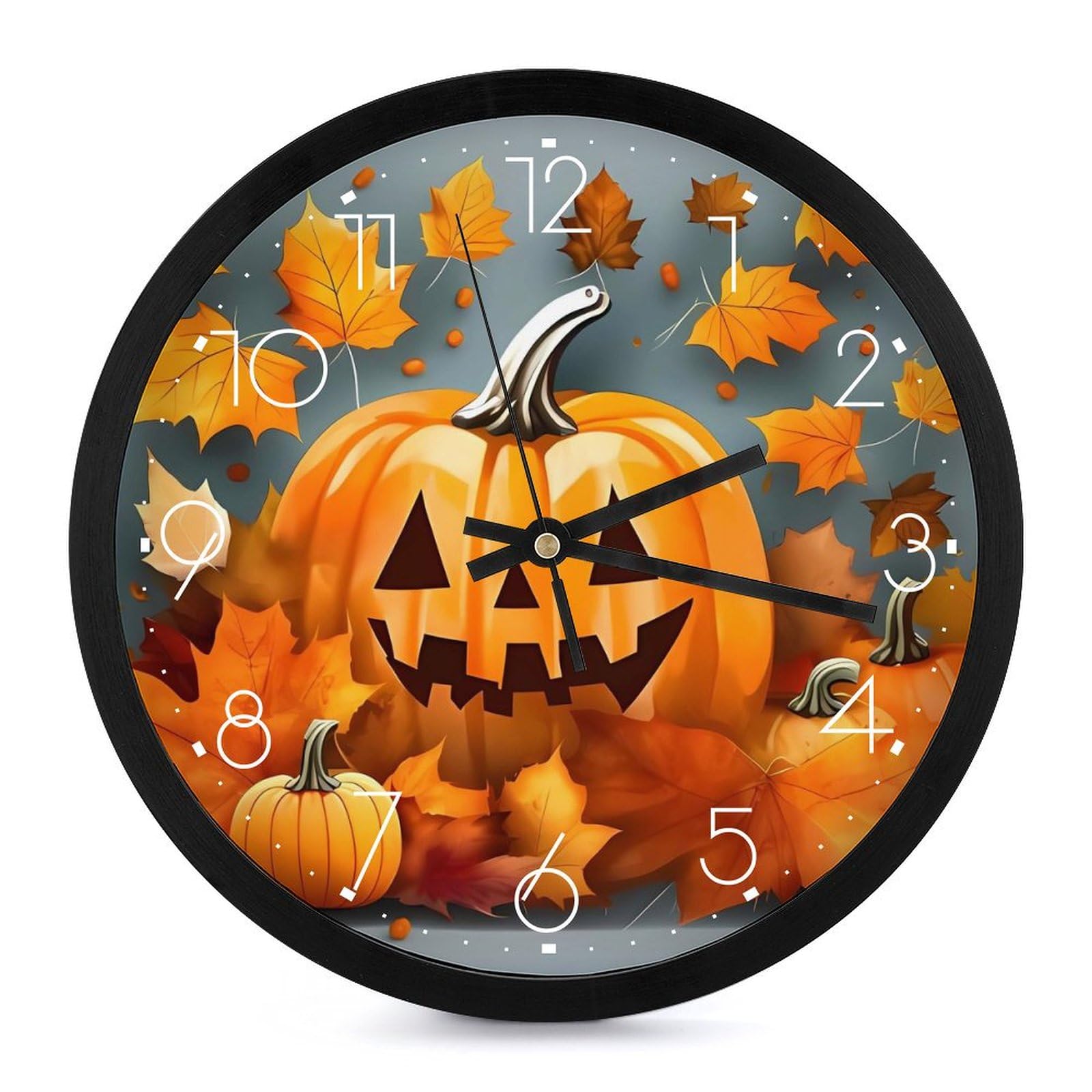Horloge murale moderne silencieuse feuilles d'automne : déco murale Thanksgiving