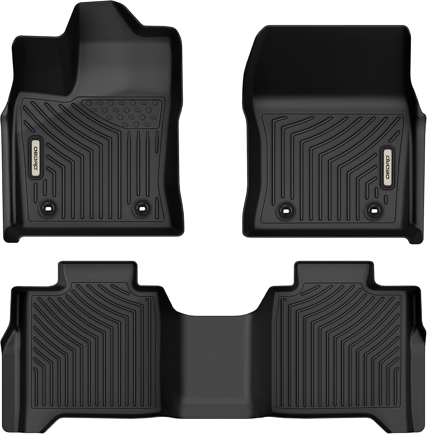 OEDRO Floor Mats Compatible for 2022 2023 Toyota Tundra Crew Max Cab, Unique Black TPE All-Weather Guard Floor Liner