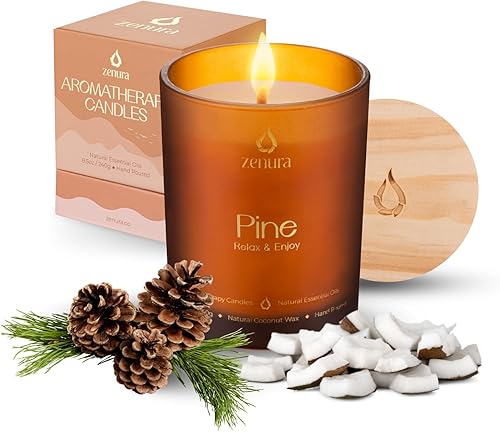 Miniatura 1 de Velas aromáticas de pino de aromaterapia, cera de coco natural para aliviar el estrés, el hogar, meditación, yoga, regalos perfectos para Navidad,