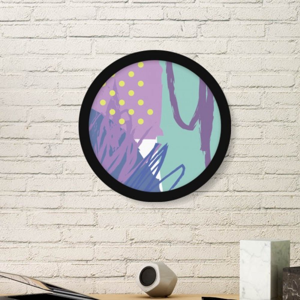 Peinture cadre photo ronde en bois motif plantes art abstrait noir