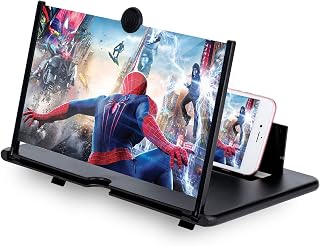14'' 3D Phone Screen Magnifier – Hd Projector Enlarger For Videos, Movies, Games Foldable Stand With Amplifier Supports All Smartphones (Black)