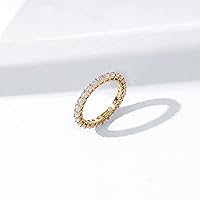 Vista 61 de Yaxa Essentials Anillo de plata de ley chapada en platino o oro con circonita cúbica redonda de elementos infinitos