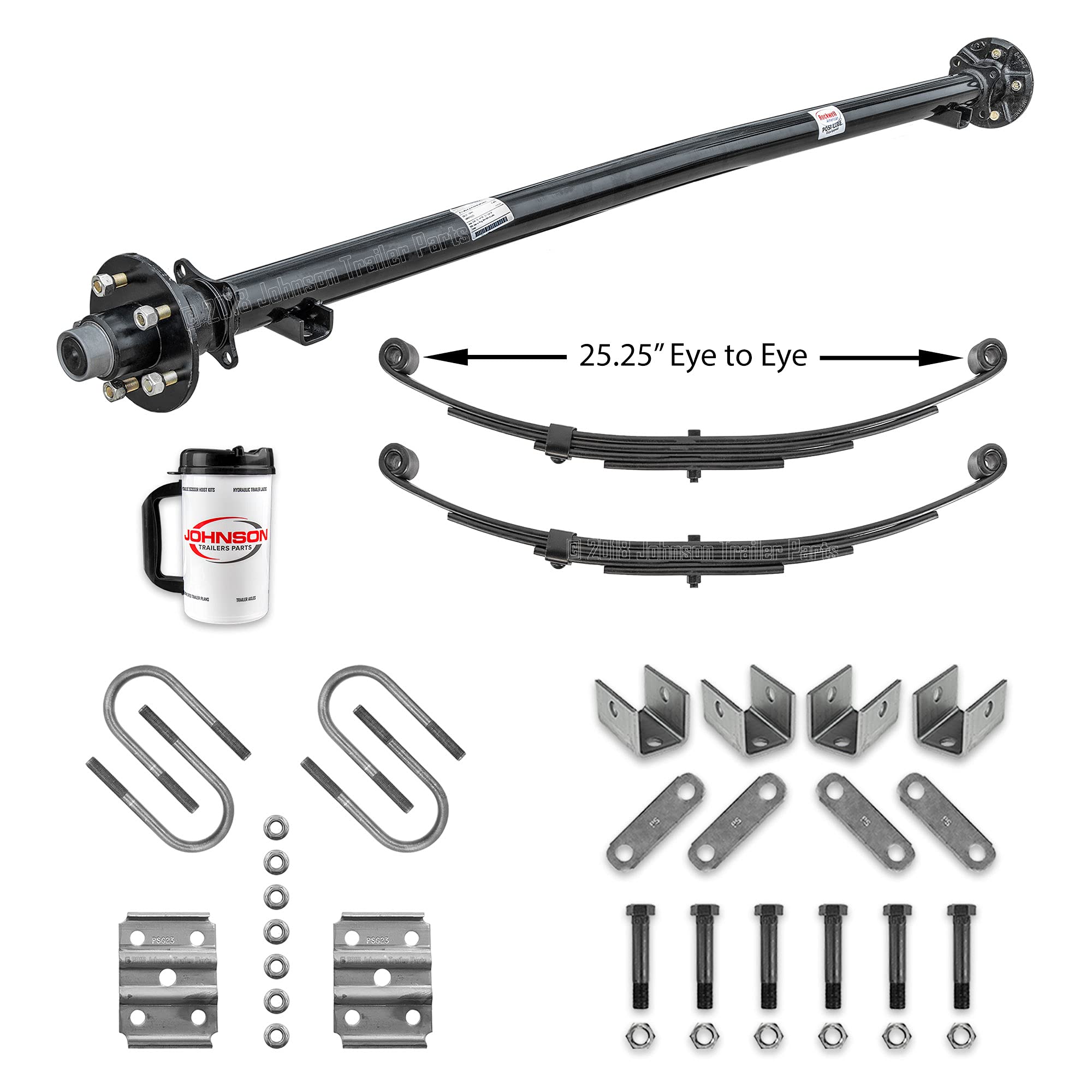Buy Rockwell American 3,500 lb Idler Trailer Axle w/Leaf Springs, UBolts & Hanger Kit 5x4.5