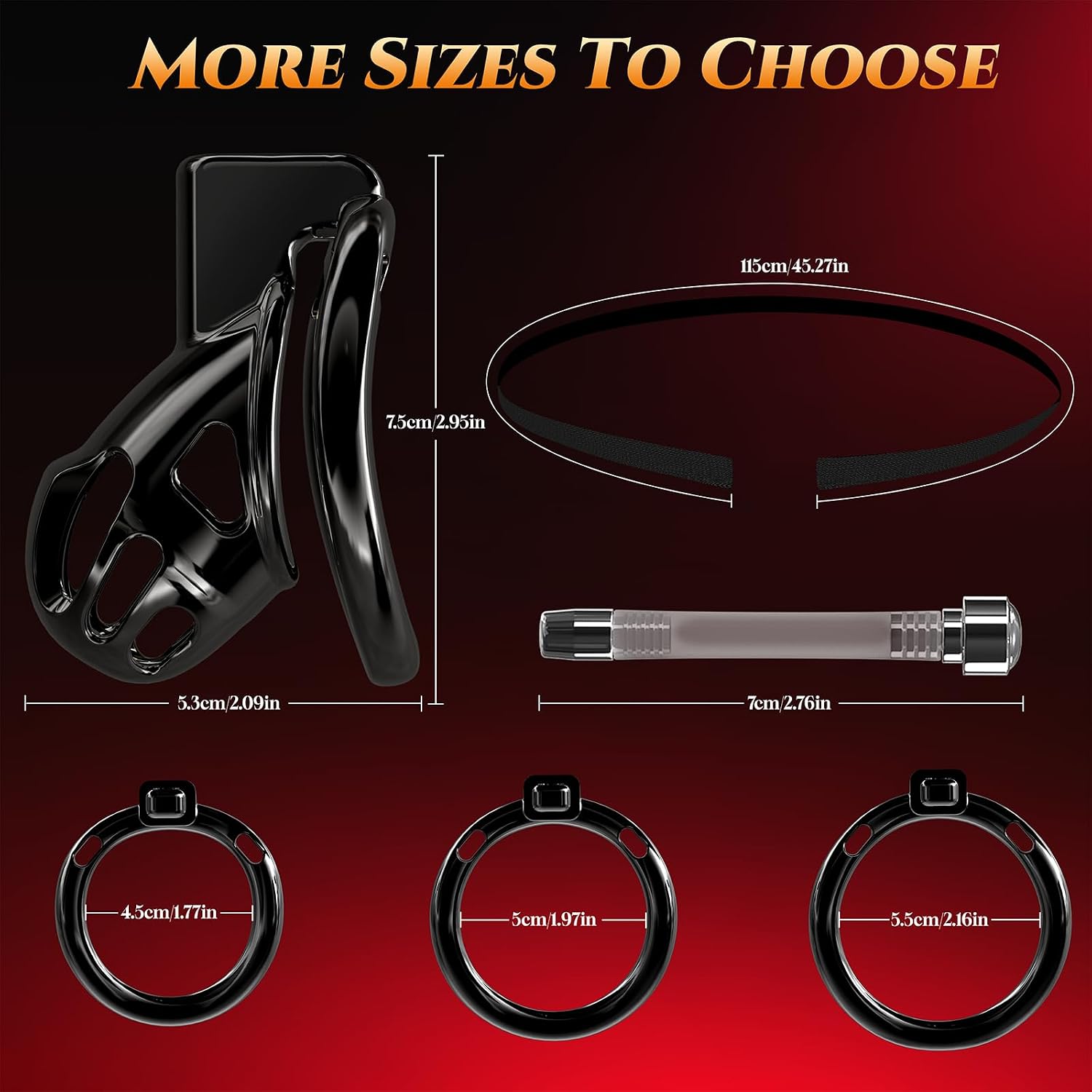 Male Chastity Cage with Belt, Adjustable Penis Bondage Chastity Strap Devices for Men, Adult BDSM Sex Toy with Urethral Tube and 3 Sizes Rings Invisible