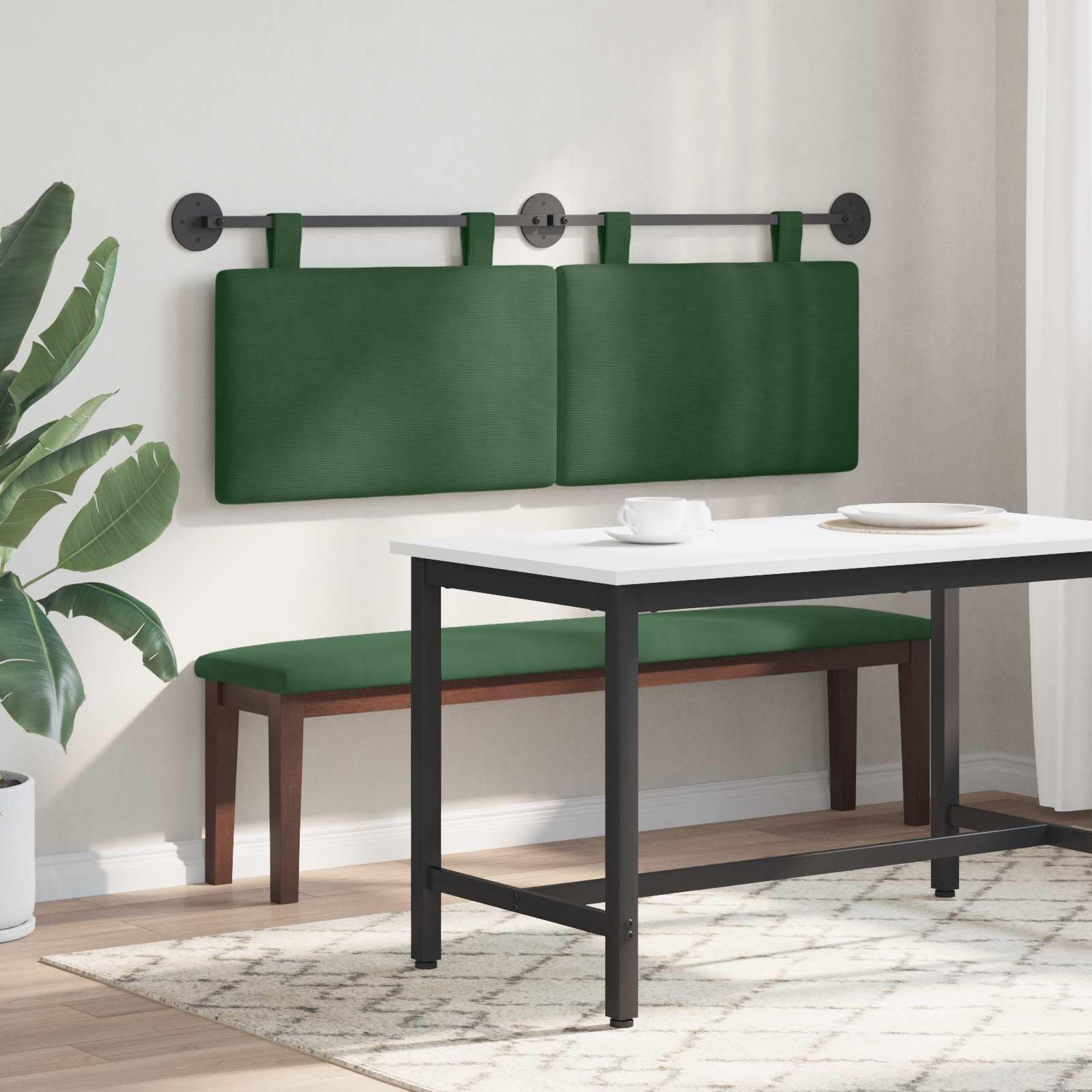 Cabecero colgante de pana, 130 x 55 x 5 cm, juego de 2 unidades con lazos para colgar extraíbles, montaje en pared, acolchado suave para dormitorio, habitación de invitados, accesorios de cama