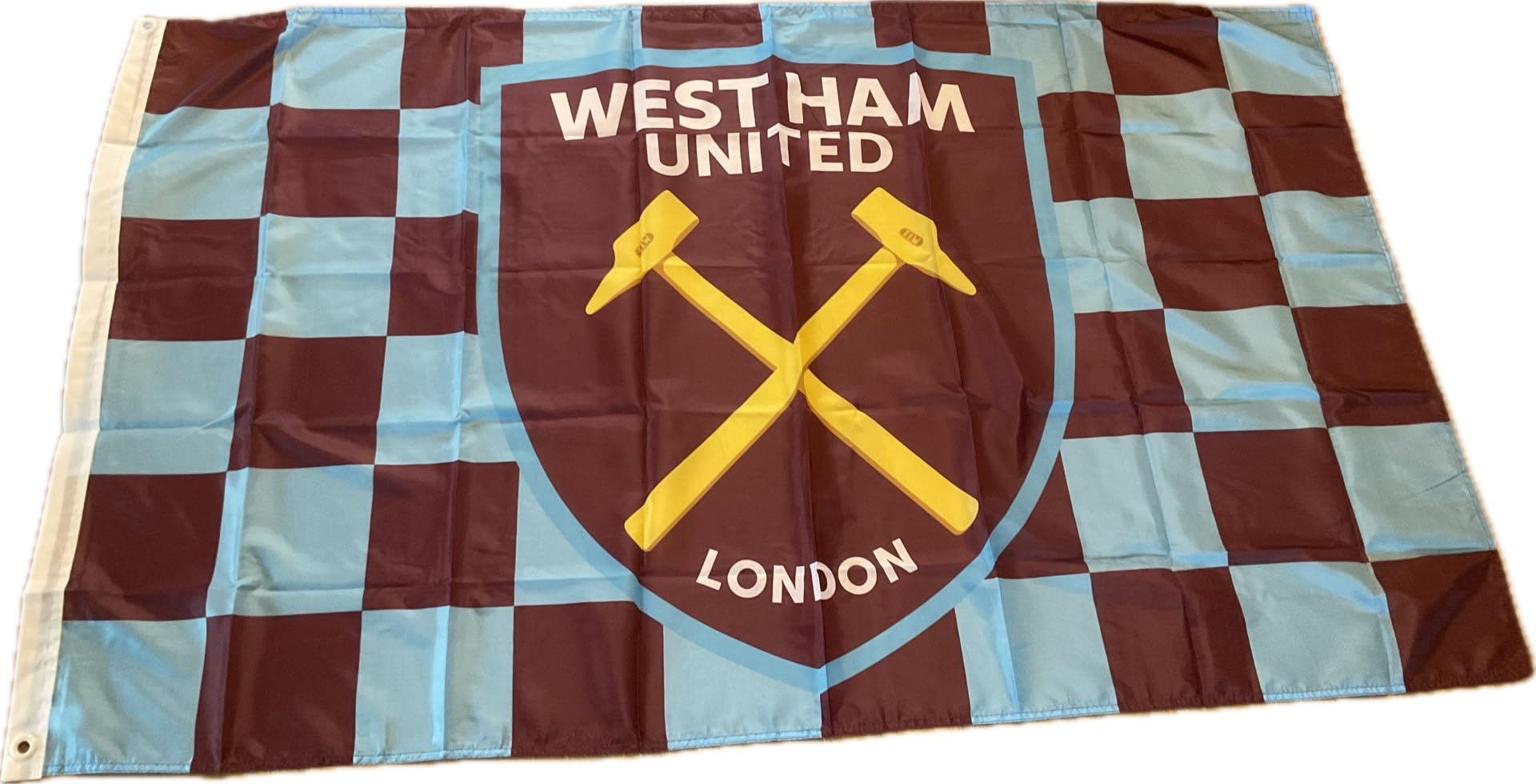 Official West Ham United large chequered home style flag 152cm x91cm