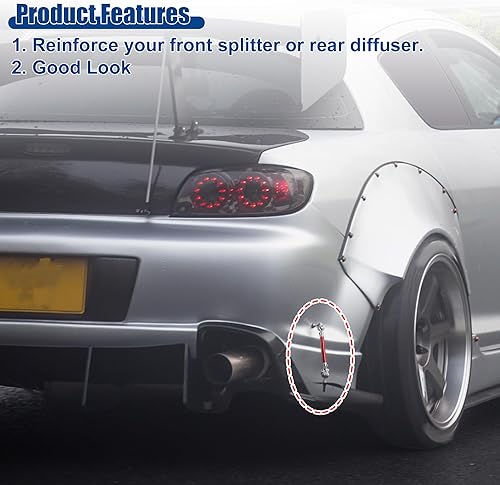 Miniatura 6 de ACROPIX Universal 3 "-4" aleación de aluminio ajustable 2.953 in parachoques delantero difusor de labio barra de acoplamiento barras divisoras