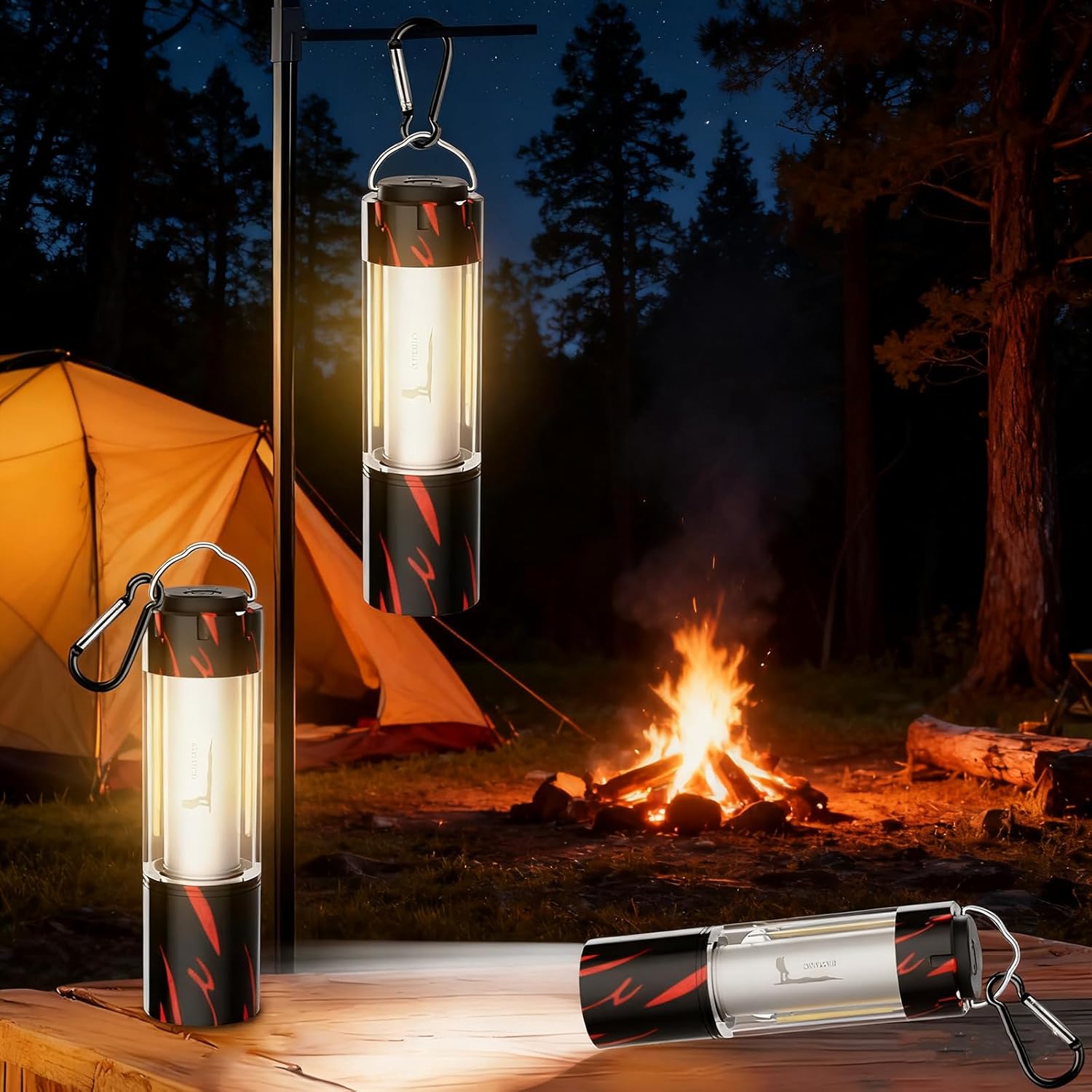 Camping Lights, LED Camping Lantern Rechargeable, 3-in-1 Flashlights Camp Lights, Fast Type-C Charging, 4 Mode Adjustable,Ip65 Waterproofs, Telescopic Focusing, For Outdoor Hiking, Night Walking(3)