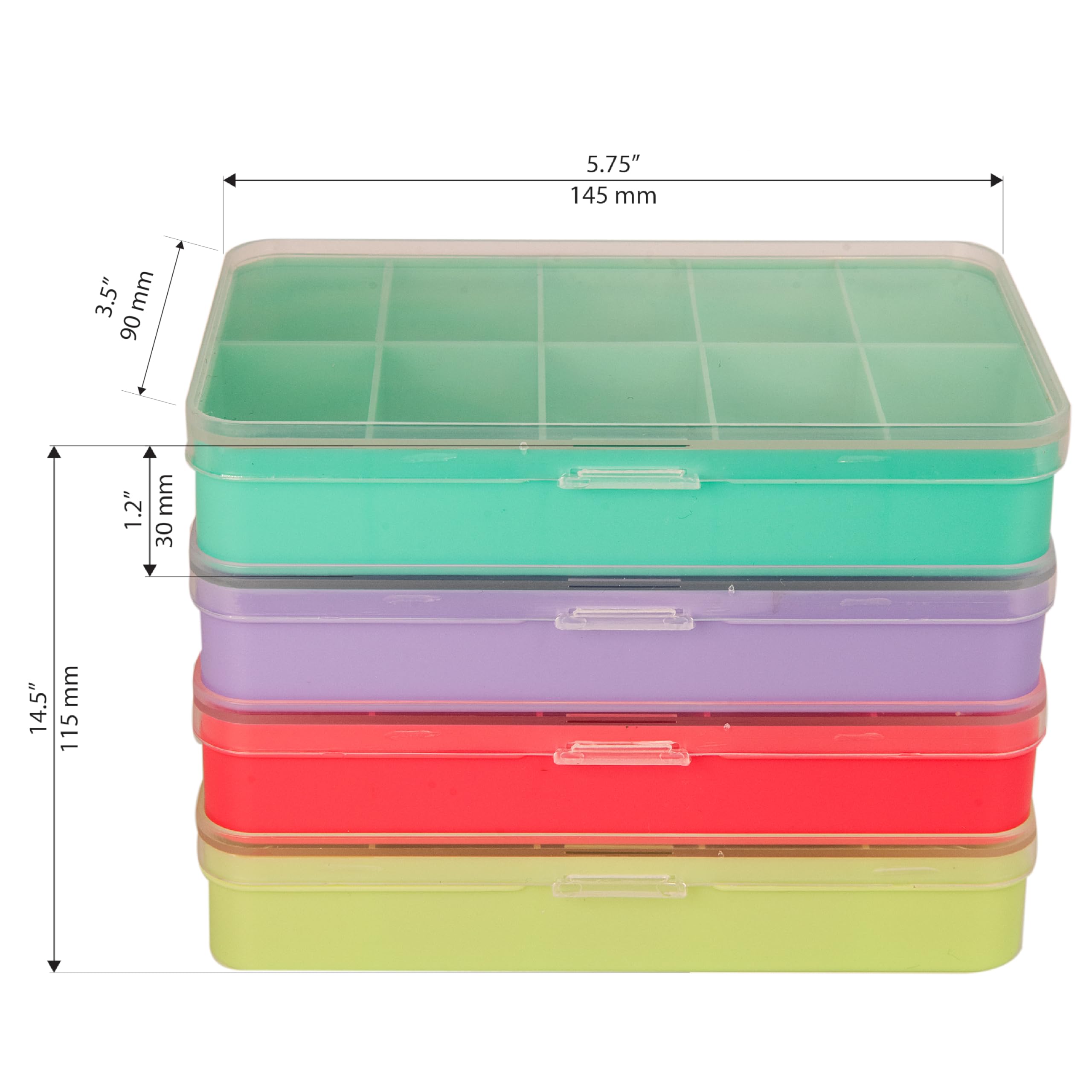 The Beadsmith Organizery oznaczone kolorami etui z osobowością, 4 pudełka do układania w stos, łącznie 22 przegródki, wymiary stosu 14,6 x 9,7 x 11,4 cm, organizer do przechowywania biżuterii, pudełko