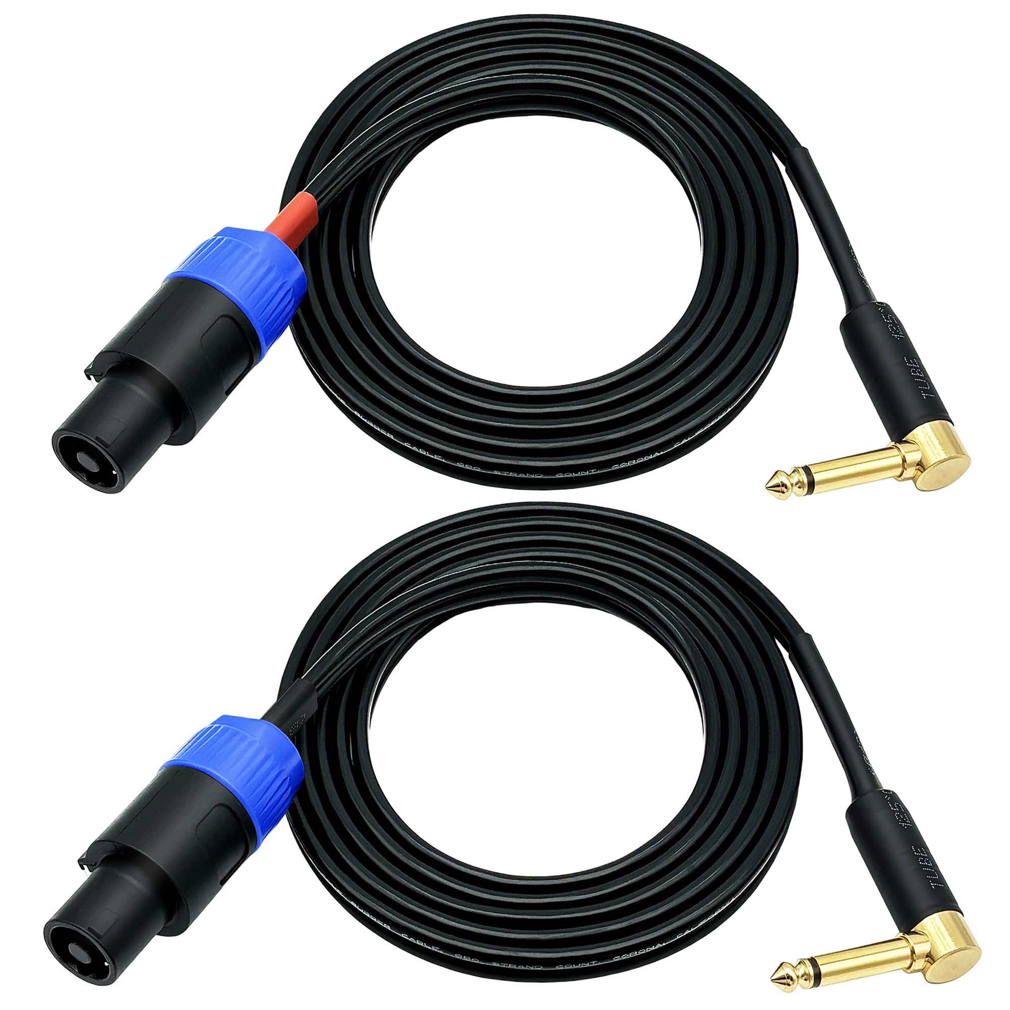 CESS-133-6f Cavo per altoparlante/amplificatore, ad angolo retto da 1/4 pollici, 2 pezzi (6 piedi)