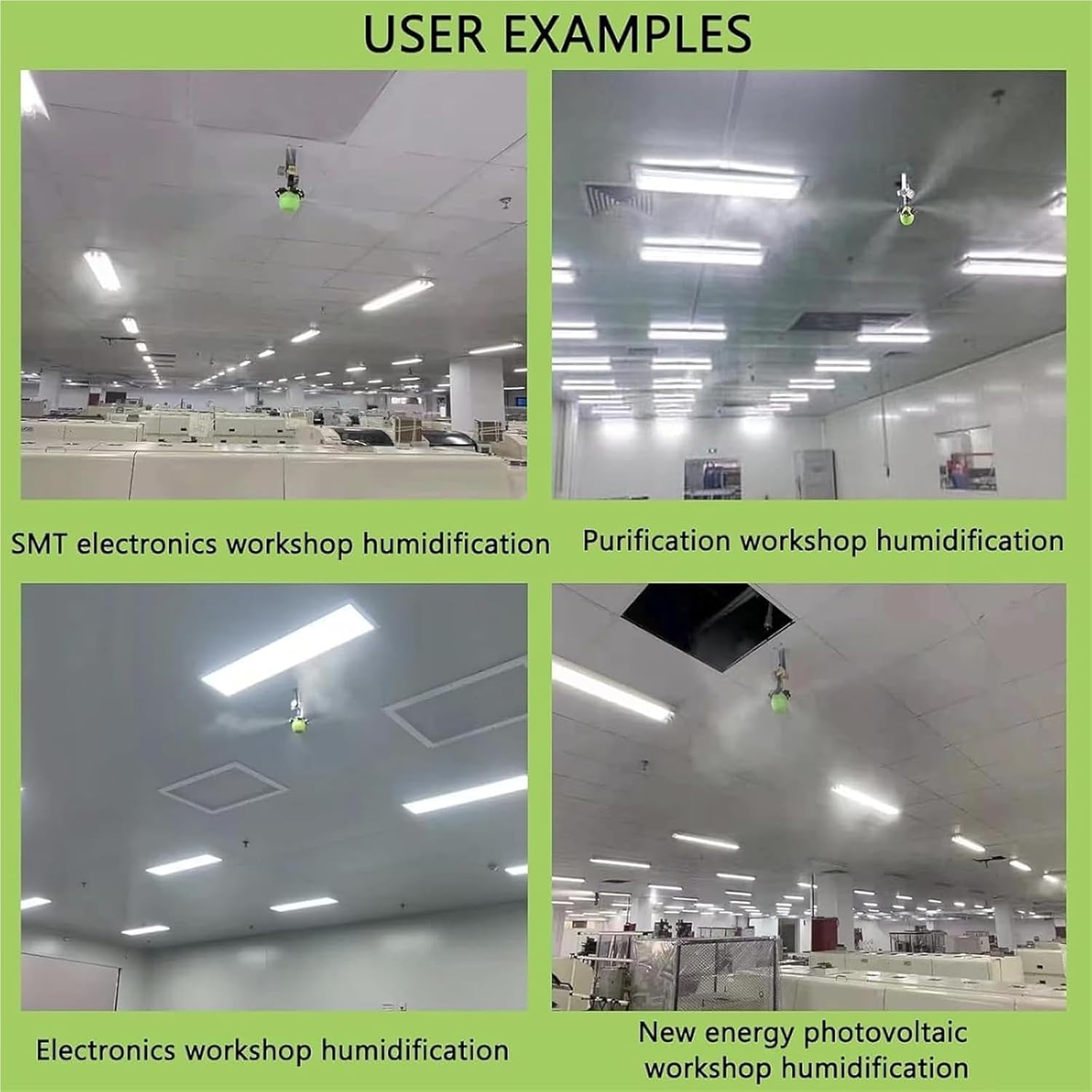 Dry Mist Industrial Humidifier, with 4 Outlets - 3-5 Micron Gasified Mist, 8mm Quick-Connect, for Factory, Workshop, Greenhouse