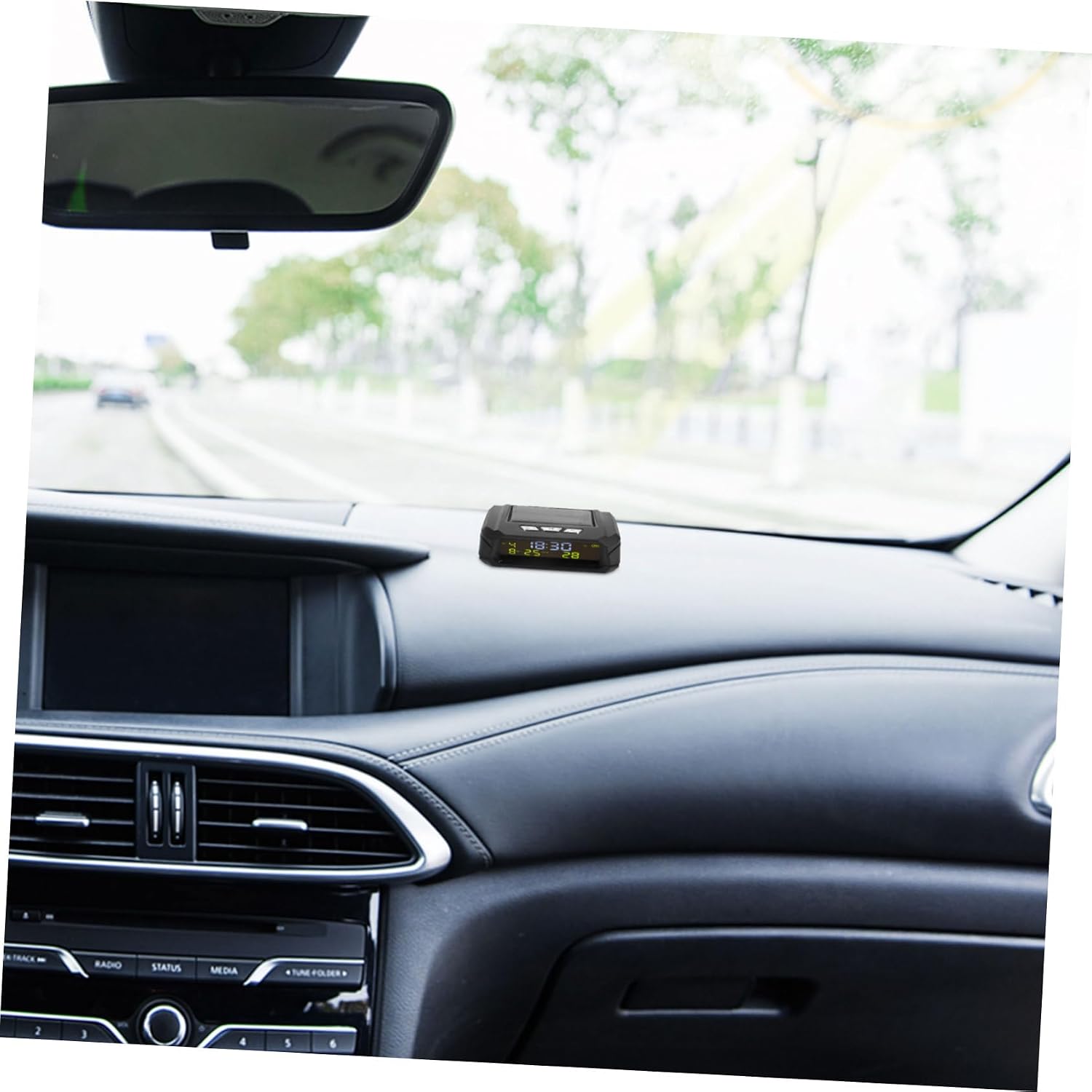 Automotive Thermometer Clock Car Dashboard Digital Display Solar-Powered Date Car Clock Easy Install Real Temperature