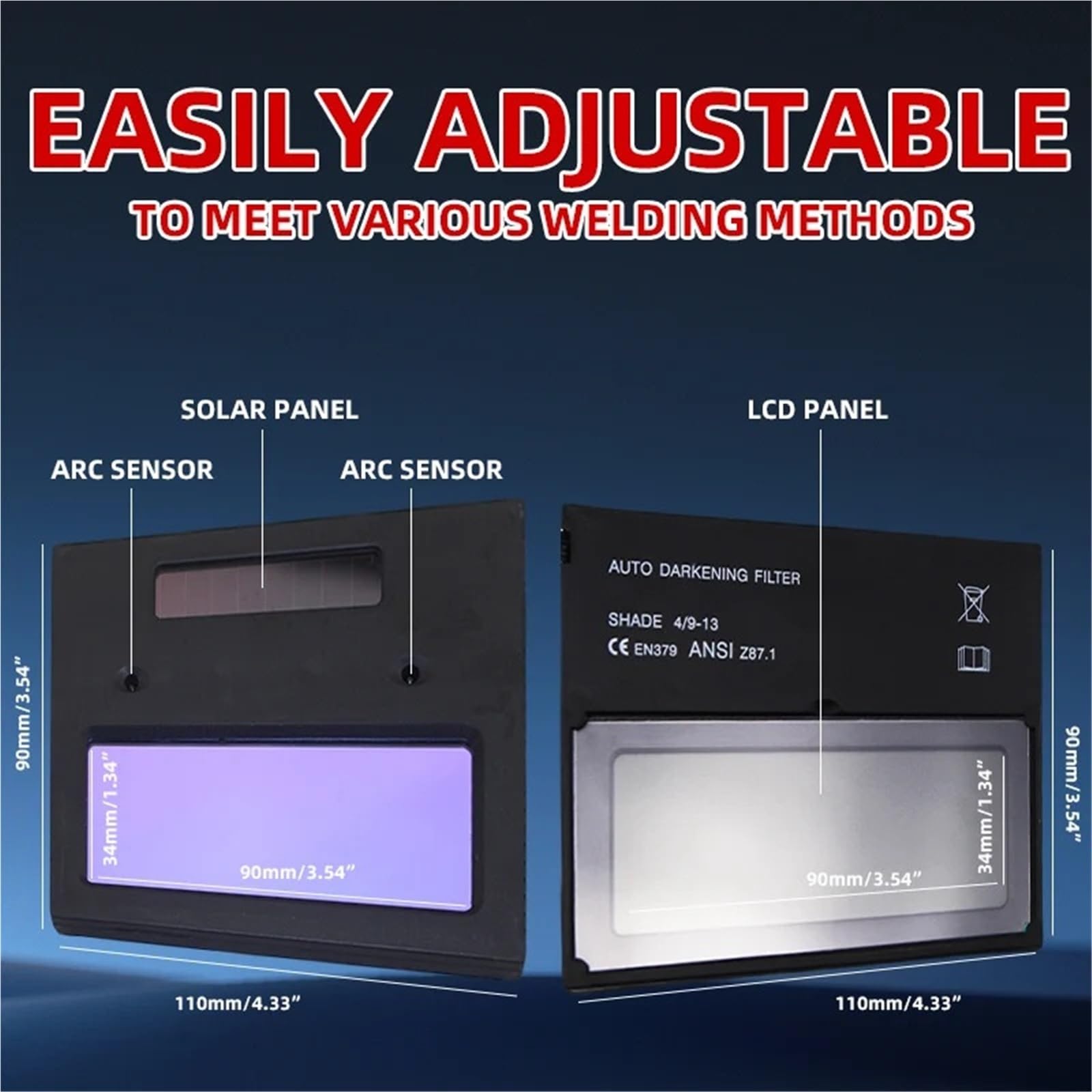 Careta Soldar Automatica,Mascara Soldar Máscara de soldadura con oscurecimiento automático solar, vista amplia, color verdadero, casco(True color)
