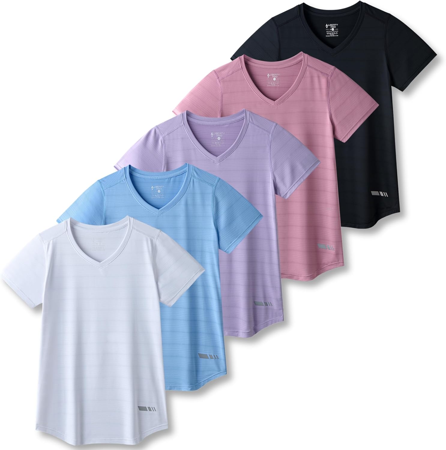 5 Pack: Women's Dry Fit Short Sleeve T Shirts, Athletic Workout Tee Tops for Gym Yoga Running