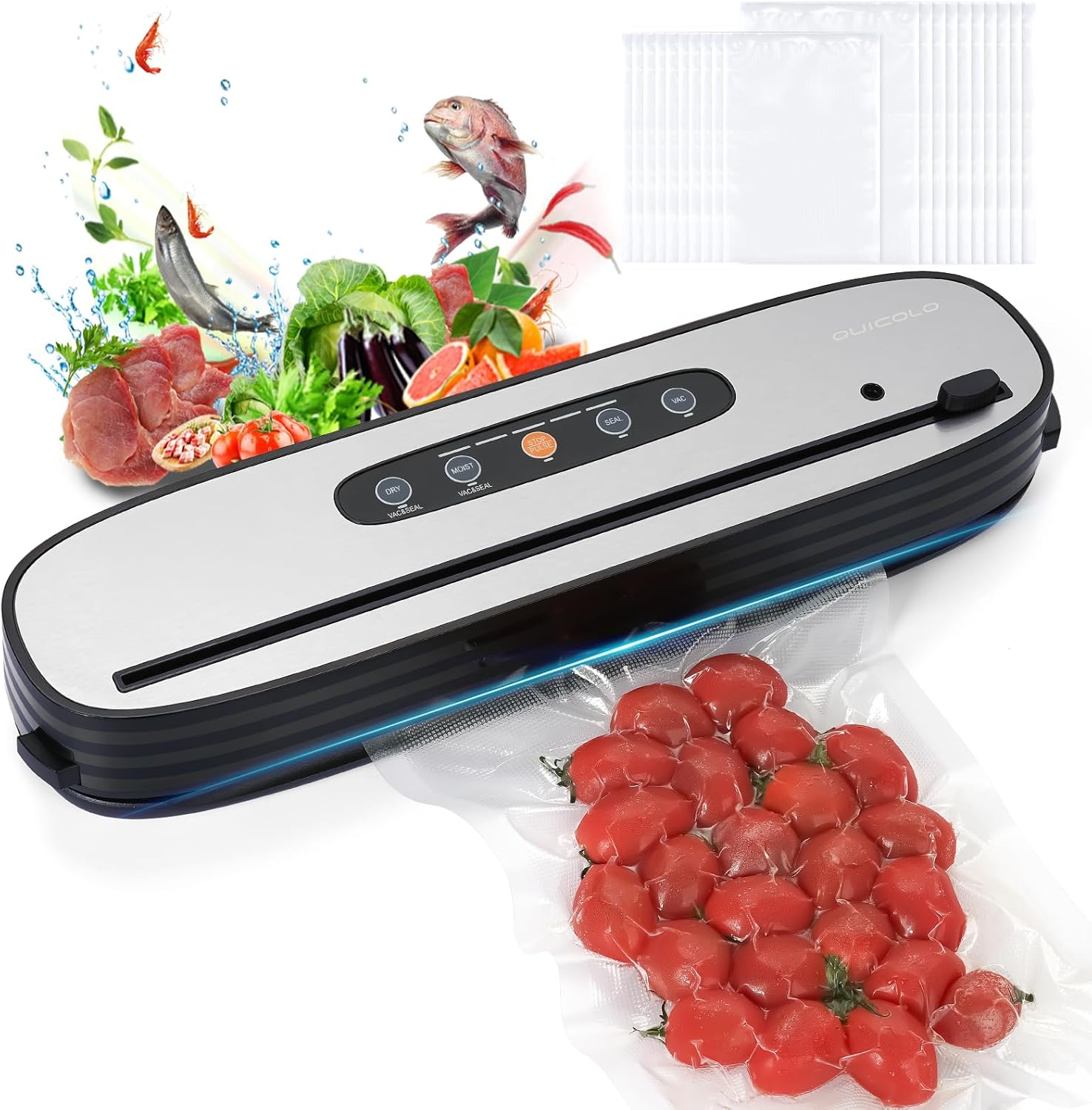 Product image of Cordless Vacuum Sealer for Food - Portable Food Saver Machine with Dry/Moist Modes, Rechargeable Design, Child Lock & Built-in Cutter - Ideal Food Vacuum Sealer Machine for Kitchen Storage