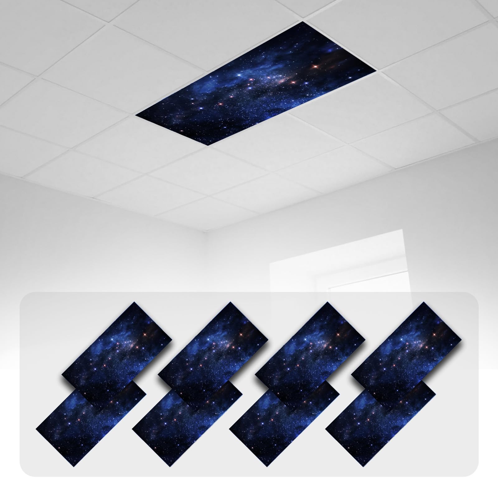 8 Pcs Fluorescent Light Covers with 80 Magnets Decorative for Classroom Ceiling Light 4 x 2 Feet Magnetic Light Covers Filter Easy Install for Office Hospitals &amp; Home Drop Ceiling Supplies