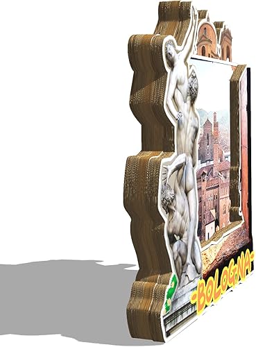 Miniatura 2 de Italia Bolonia imán para nevera con imán de madera 3D monumentos de viaje, decoración coleccionable hecha a mano