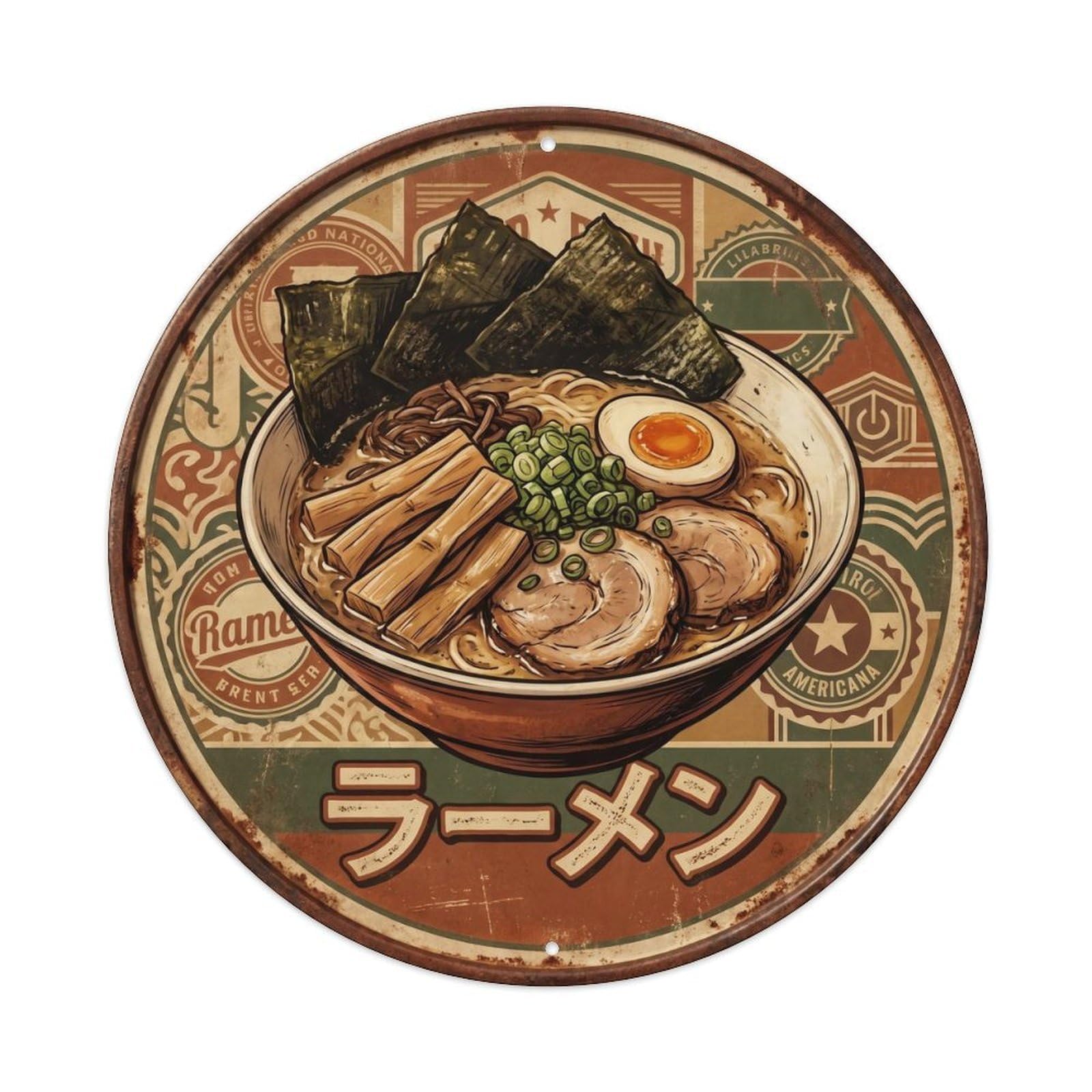 Cxhjca 8X8inch(20X20cm) Ramen Japanese Noodles Classic Diner Kitchen Cuisine Metal Tin Sign